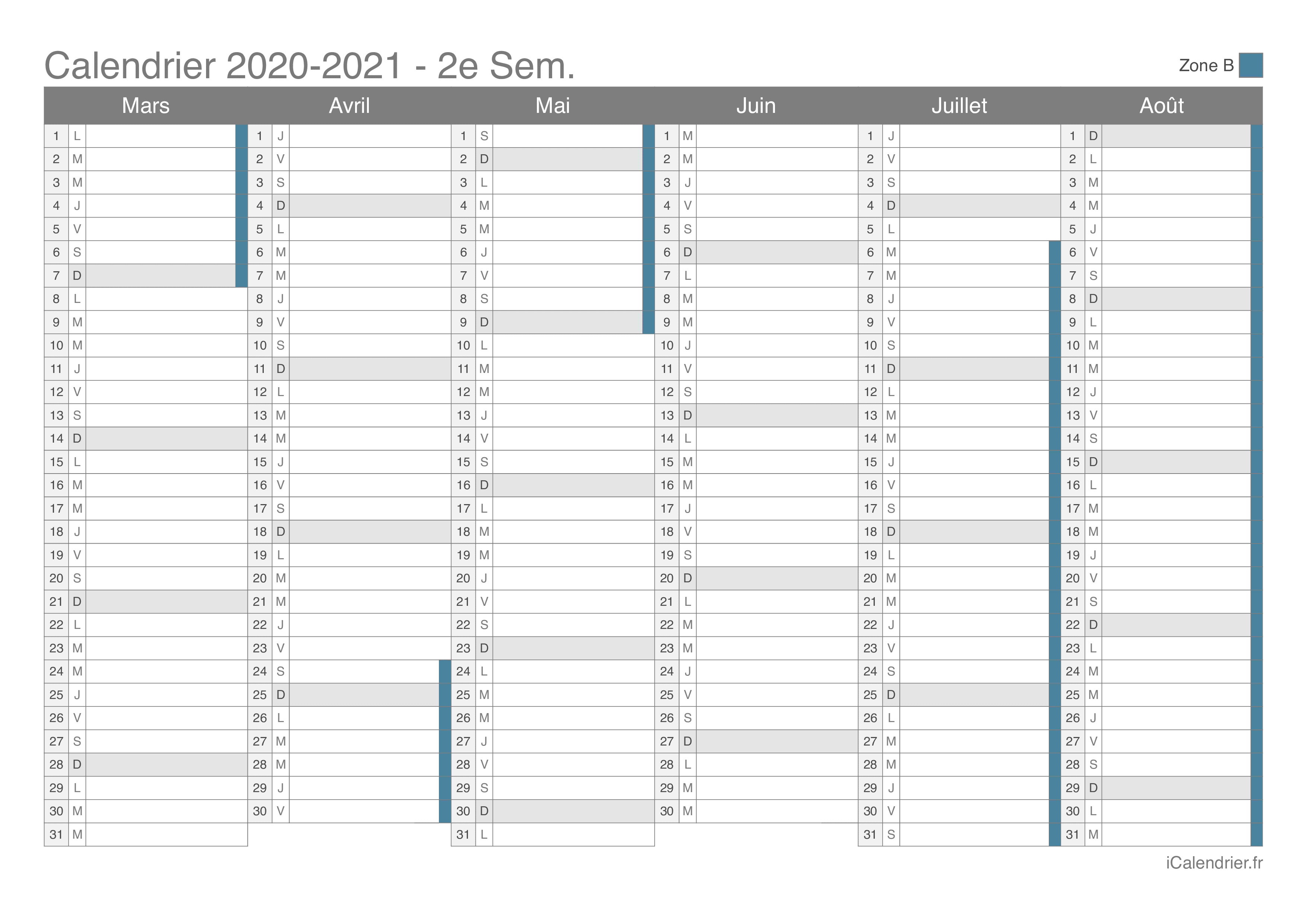 Calendrier Scolaire Zone B 2019 Et 2021 à Imprimer Vacances scolaires 2020 2021 Zone B   Calendrier et dates 