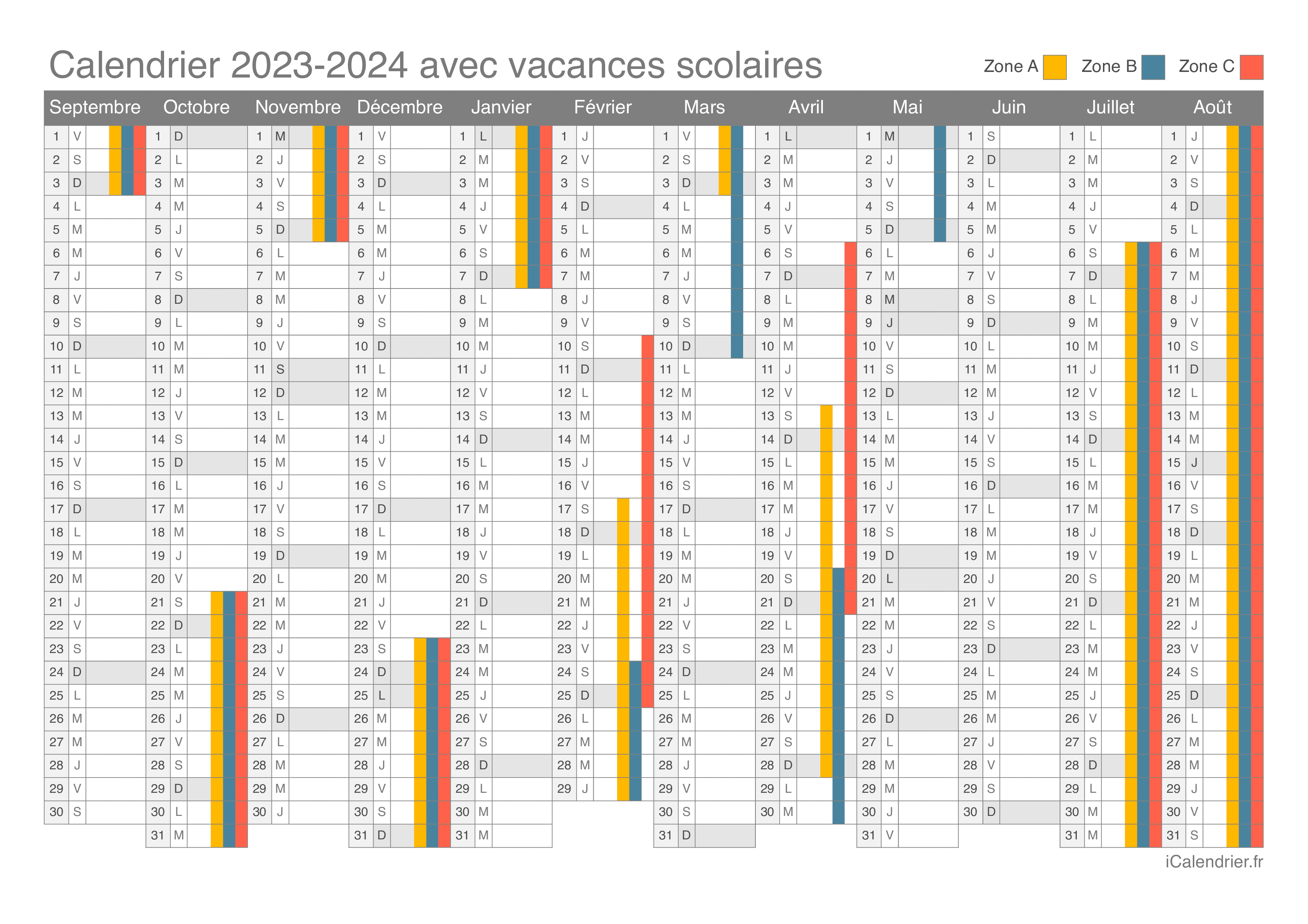 Vacances Scolaires 2023 2024 Dates Et Calendrier Icalendrier | Free